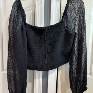 Chic Black Sheer Sleeve Top